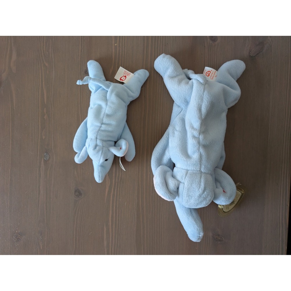 Ty Beanie Babies Peanut the Elephant Light Blue‎ Plush Set of 2 Sensory Toy Kids